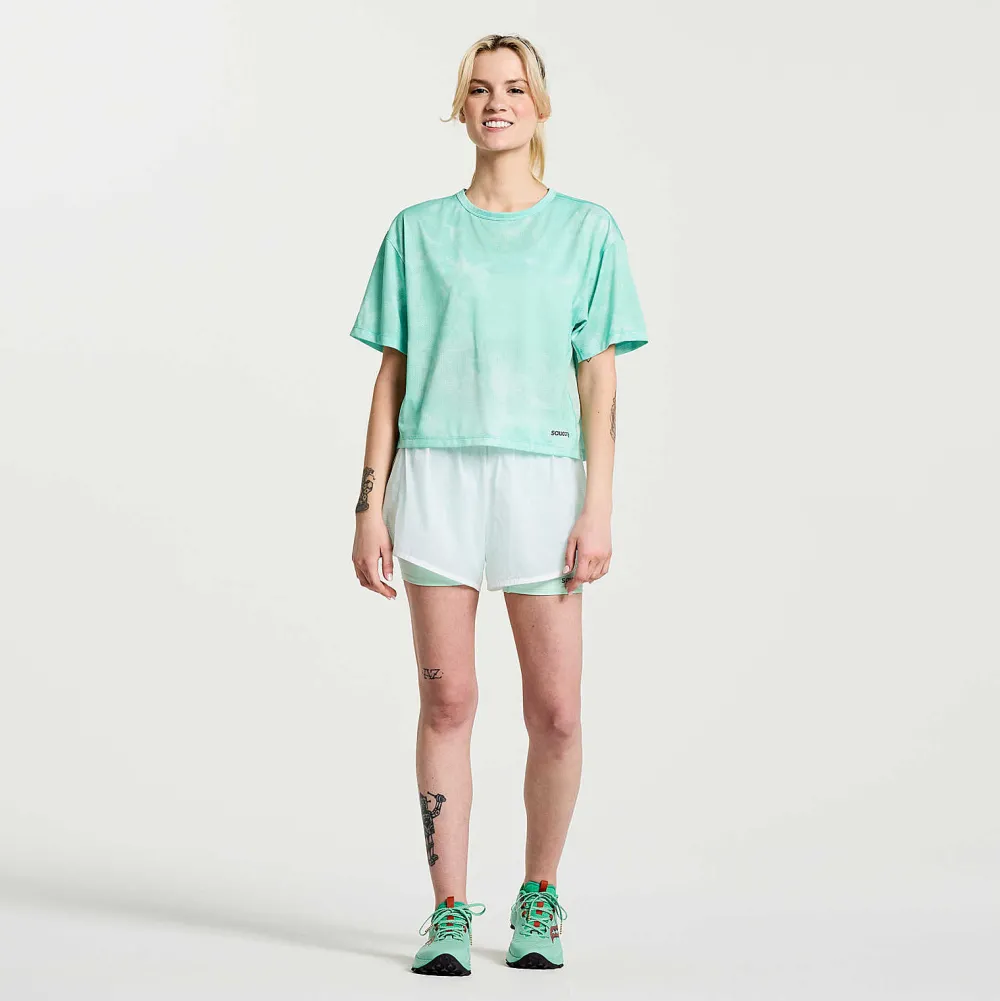 Saucony Dames Elevate Short Sleeve Atmos Tie-Dye Print|Dames Tops