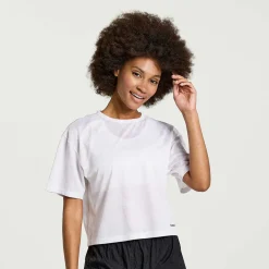 Saucony Dames Elevate Short Sleeve White Tie-Dye Print|Dames Tops
