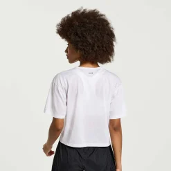 Saucony Dames Elevate Short Sleeve White Tie-Dye Print|Dames Tops