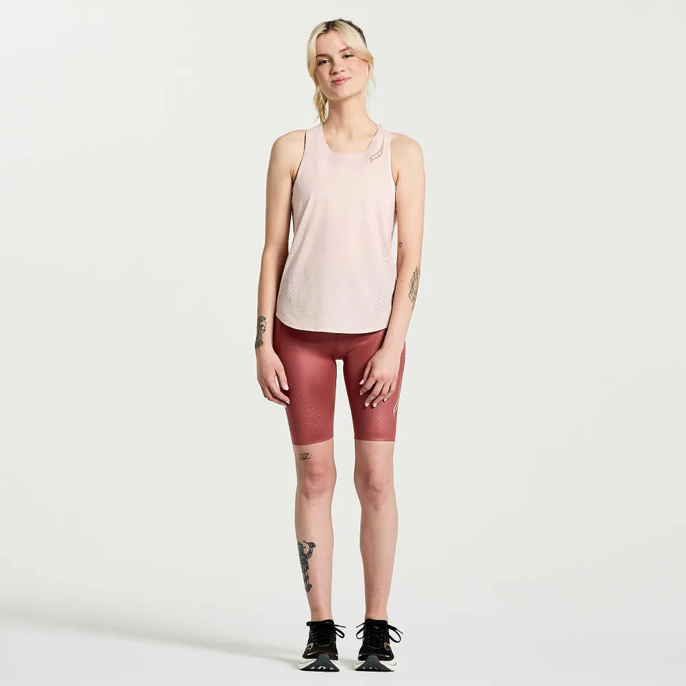 Saucony Dames Pinnacle Tank Sepia Rose|Dames Tops
