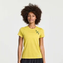 Saucony Dames Stopwatch Graphic Short Sleeve Arroyo Heather Graphic|Dames Tops