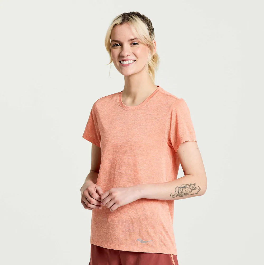 Saucony Dames Stopwatch Short Sleeve Zenith Heather|Dames Tops