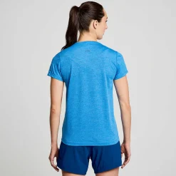 Saucony Dames Stopwatch Short Sleeve Bluelight Heather|Dames Tops