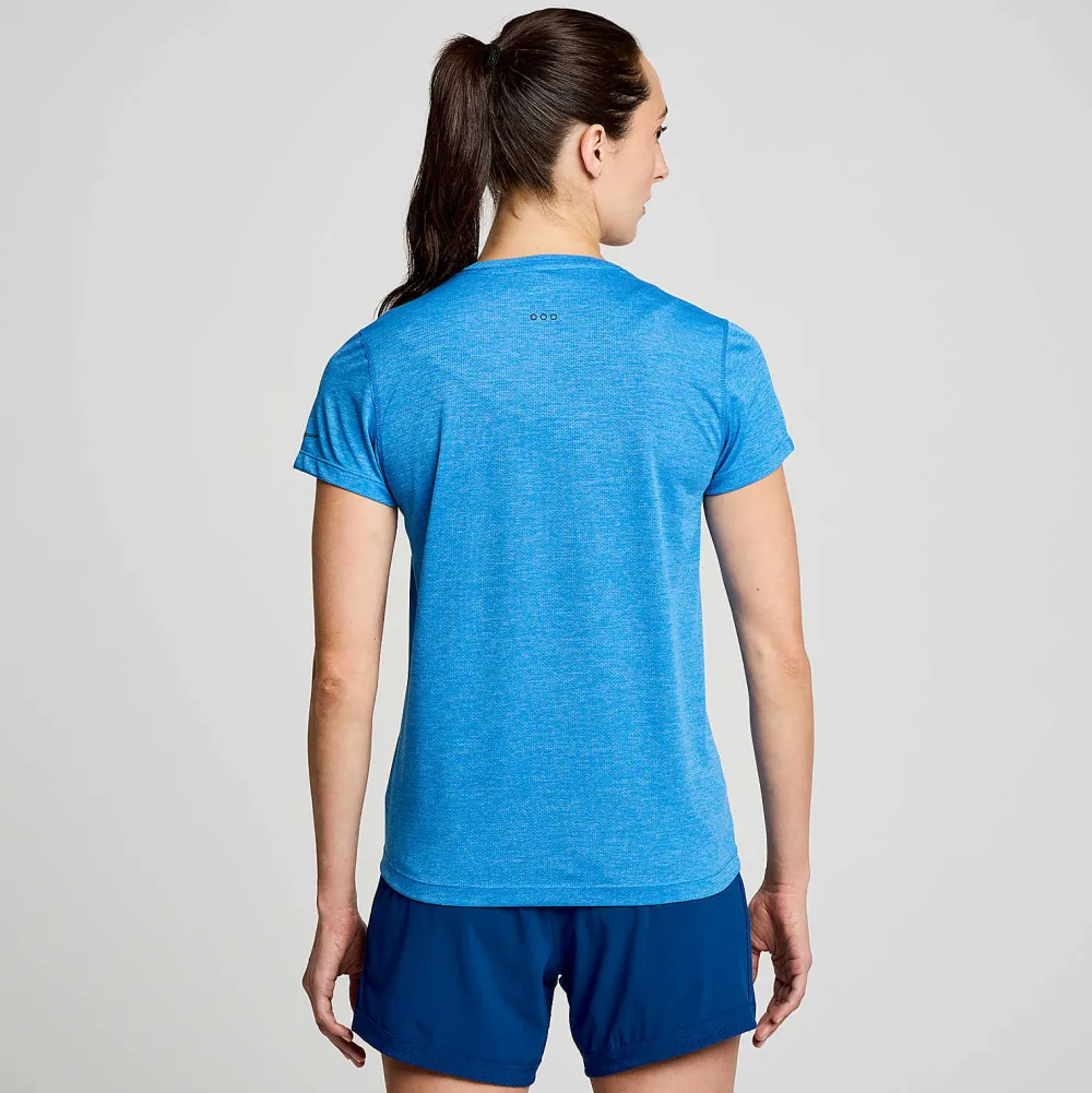 Saucony Dames Stopwatch Short Sleeve Bluelight Heather|Dames Tops