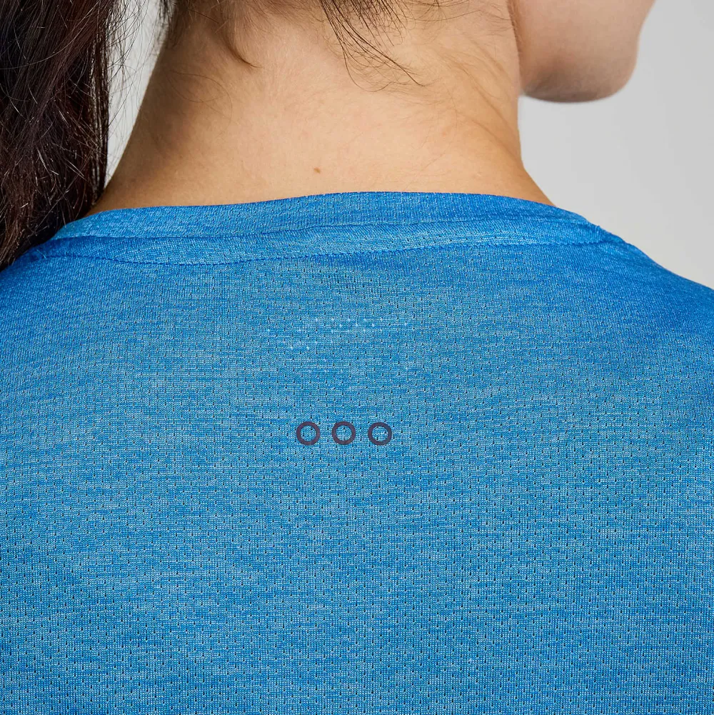 Saucony Dames Stopwatch Short Sleeve Bluelight Heather|Dames Tops