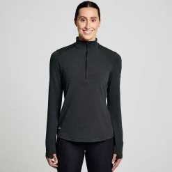 Saucony Dames Triumph 3D 1/2 Zip Black Heather|Dames Jacks En Vesten
