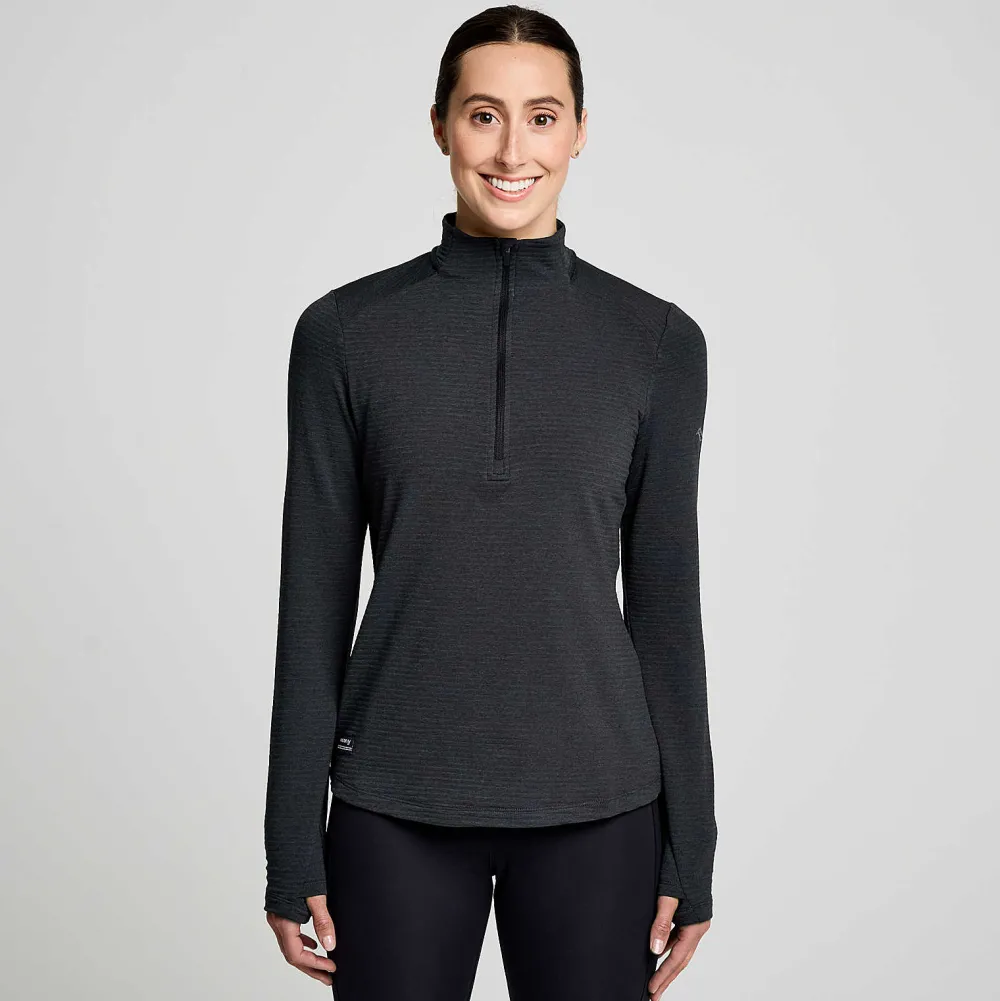 Saucony Dames Triumph 3D 1/2 Zip Black Heather|Dames Jacks En Vesten