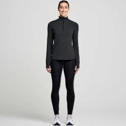 Saucony Dames Triumph 3D 1/2 Zip Black Heather|Dames Jacks En Vesten
