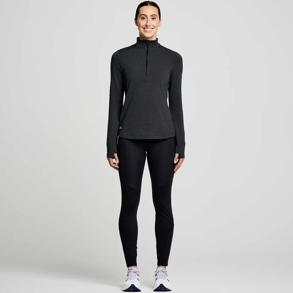 Saucony Dames Triumph 3D 1/2 Zip Black Heather|Dames Jacks En Vesten