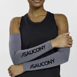 Saucony Fortify Arm Sleeves Dark Grey Heather|Heren Accessoires