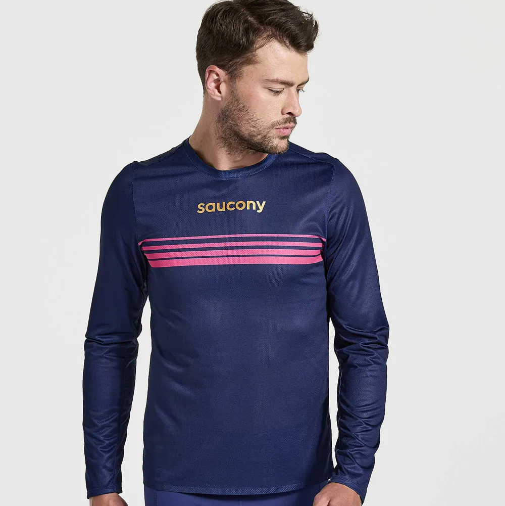 Saucony Heren Elite Long Sleeve Sodalite|Heren Tops
