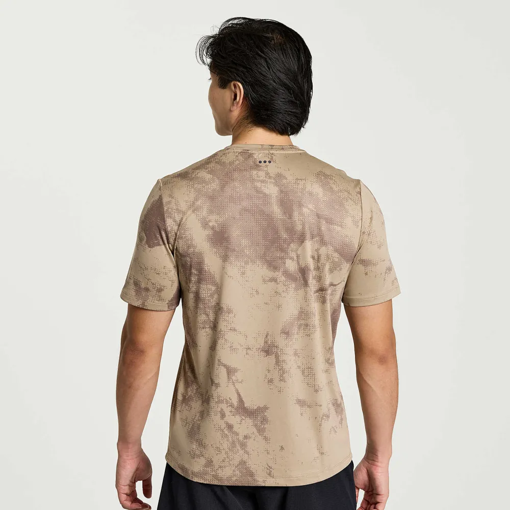Saucony Heren Explorer Short Sleeve Pewter Tie-Dye Print|Heren Tops