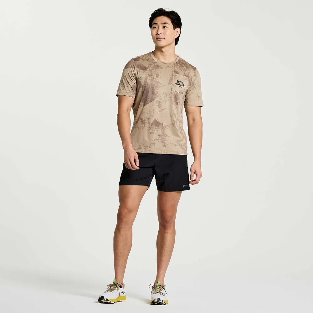 Saucony Heren Explorer Short Sleeve Pewter Tie-Dye Print|Heren Tops