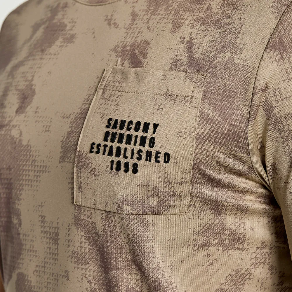 Saucony Heren Explorer Short Sleeve Pewter Tie-Dye Print|Heren Tops