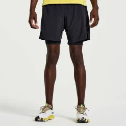 Saucony Heren Outpace 7" 2-In-1 Short Black|Heren Tights And Shorts
