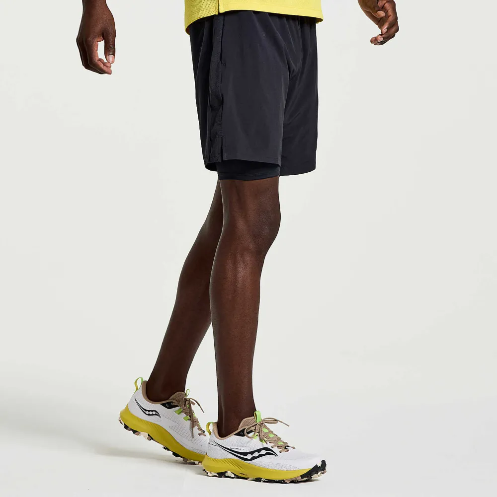 Saucony Heren Outpace 7" 2-In-1 Short Black|Heren Tights And Shorts