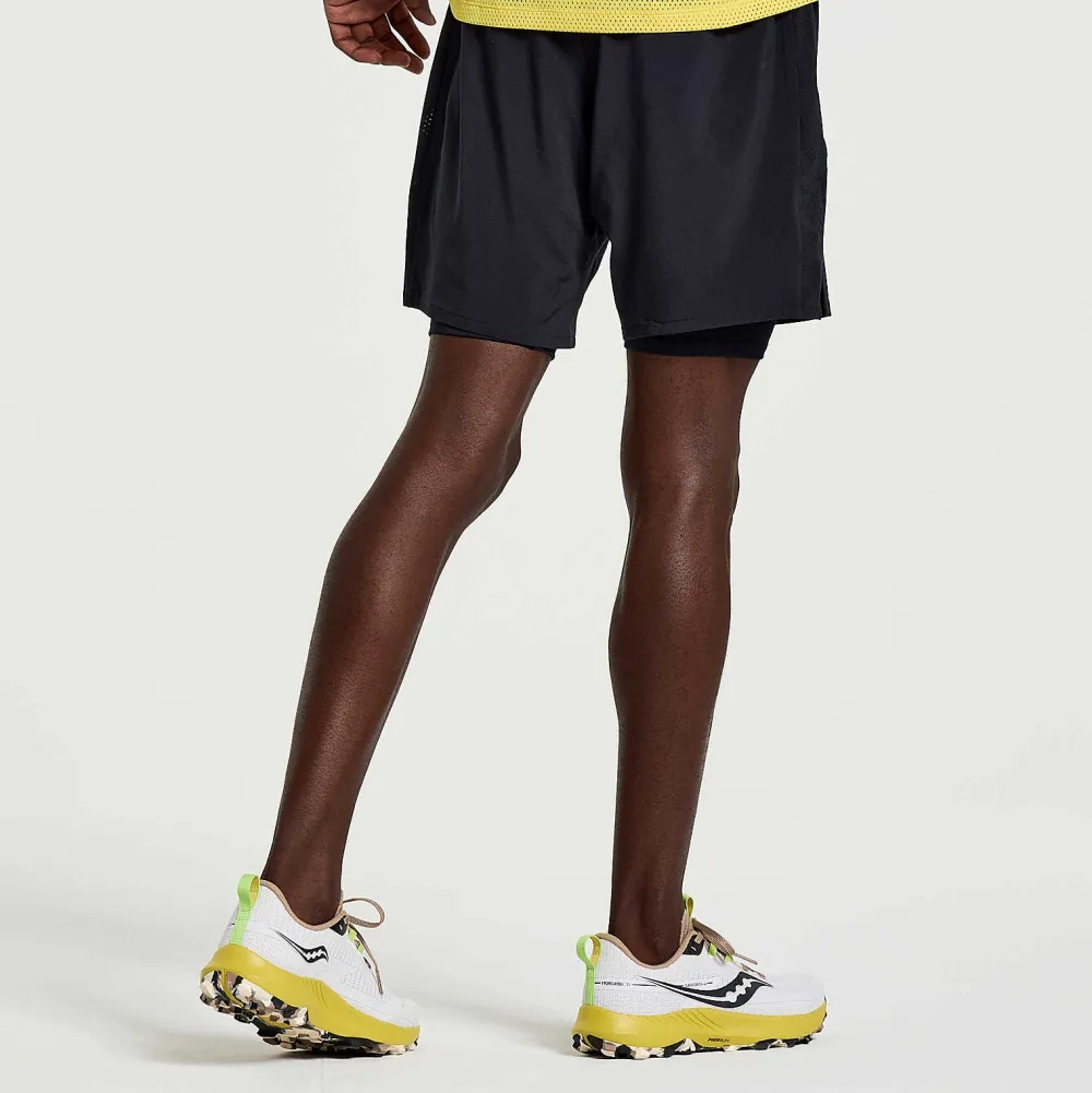 Saucony Heren Outpace 7" 2-In-1 Short Black|Heren Tights And Shorts