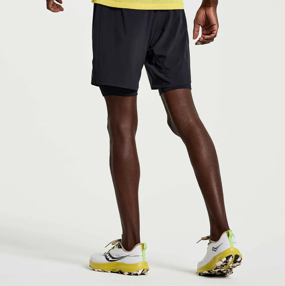 Saucony Heren Outpace 7" 2-In-1 Short Black|Heren Tights And Shorts