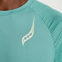 Saucony Heren Pinnacle Short Sleeve Moss|Heren Tops