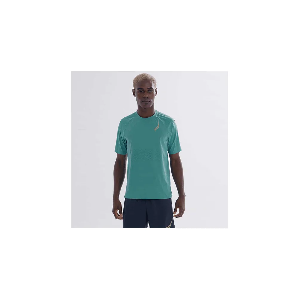Saucony Heren Pinnacle Short Sleeve Moss|Heren Tops