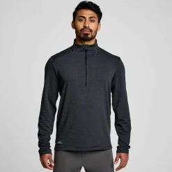Saucony Heren Triumph 3D 1/2 Zip Black Heather|Heren Jacks En Vesten