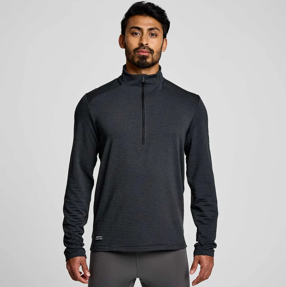 Saucony Heren Triumph 3D 1/2 Zip Black Heather|Heren Jacks En Vesten