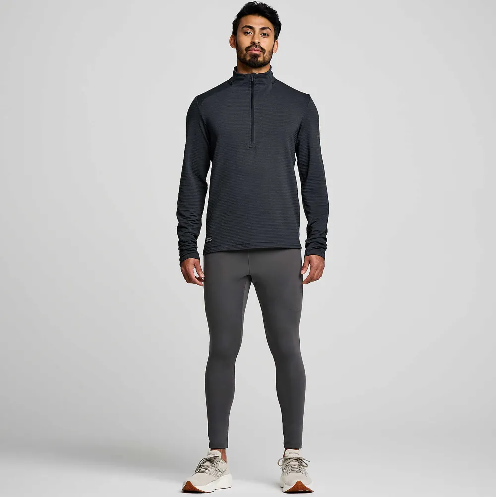 Saucony Heren Triumph 3D 1/2 Zip Black Heather|Heren Jacks En Vesten